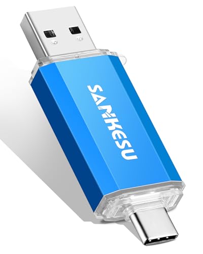 USB C Flash Drive 256GB Thumb Drive for Android Phone USB 3.1 Type-A & Type-C Dual OTG Photo Storage Memory Stick Compatible with PC Laptop Macs Smartphone Tablet - color: Blue, size: 256GB