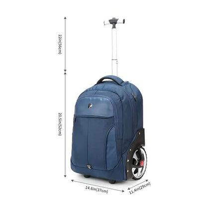 WMHYLYH 22 Inch Rolling Backpack, Waterproof Backpack with Wheels for Business and Travel Commuter, Carry on Laptop Backpack for Women and Adult Men (Blue) - color: Blue