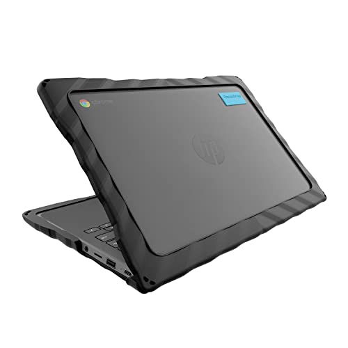 Gumdrop DropTech Custom Case HP Chromebook 11 G8/G9 EE(Clamshell)- Drop Tested Protection Rubberized Thread on Sides Seamless Asset Tagging Snap in Installation for School or Work - Black