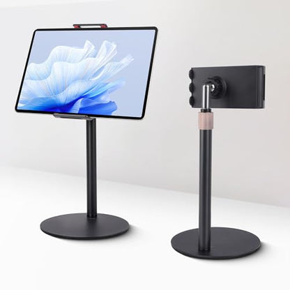 Tablet Stand Holder, Height Adjustable Portable Monitor Stand, 360 Degree Rotating, Aluminum Alloy Cradle Mount Dock for 4.7"-15.6" Screen iPhone Samsung, iPad, Kindle, eBook Reader (932001A) (Black)