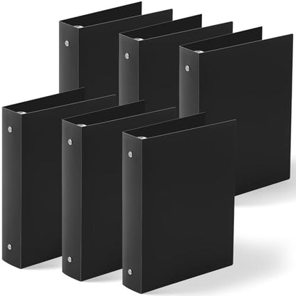 Henoyso 6 Pcs 1.5 Inch Mini 3 Ring Binders Fits 5.5 x 8.5 Paper, Holds(Capacity 280 Sheets), Plastic Flexible Three Round Rings Small Black A5 Binders Bulk for School, Office Use, Photo Album - color: Black, size: 1.5 Inch
