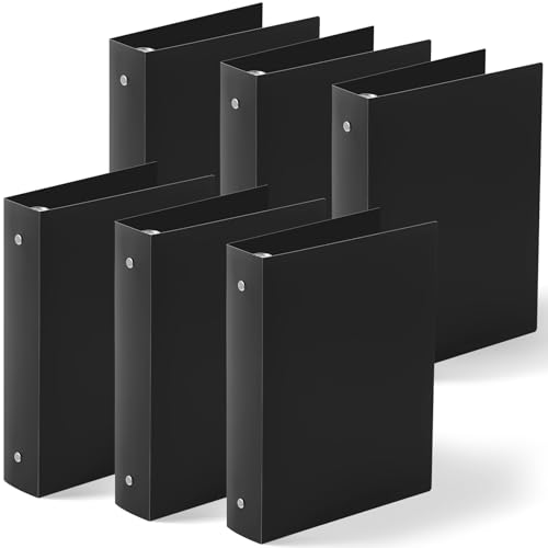 Henoyso 6 Pcs 1.5 Inch Mini 3 Ring Binders Fits 5.5 x 8.5 Paper, Holds(Capacity 280 Sheets), Plastic Flexible Three Round Rings Small Black A5 Binders Bulk for School, Office Use, Photo Album - color: Black, size: 1.5 Inch