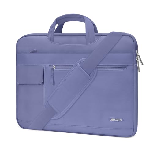 MOSISO Laptop Shoulder Bag Polyester Flapover Briefcase Sleeve Case | Compatible with MacBook Air/Pro,13-13.3 inch Notebook,Compatible with MacBook Pro 14 inch M5 M4 M3 M2 M1 2026, Lavender Gray - color: Lavender Gray, size: 13.3 inch