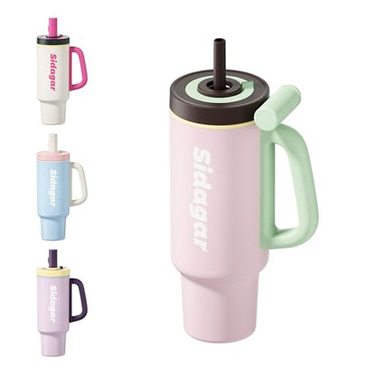36oz Insulated Tumbler with Handle, Stainless Steel Water Bottle, Leak-Resistant Travel Coffee Mug with Push Button Lid, Cup Holder Friendly for Tea & Daily Use, Pink - color: Sakura Bloom