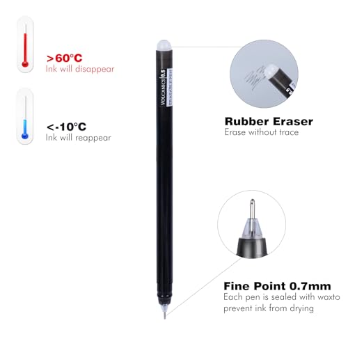 Volcanics Erasable-Gel-Pens Fine Point 0.5 mm, Mistakes Dispear, Black and Blue, 30 Pack Quick-Drying Ink, No Smudge Perfect for School, Office, and Home Use - color: Black and Blue