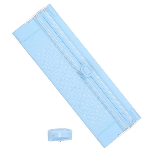 Generic Paper Cutter Trimmer, A4 Straight Small Portable Paper Slide Paper Slicer with Safe-Guard for Craft Cardstock Label Card, Scrapbook Photo, Blue, with 1 Blade