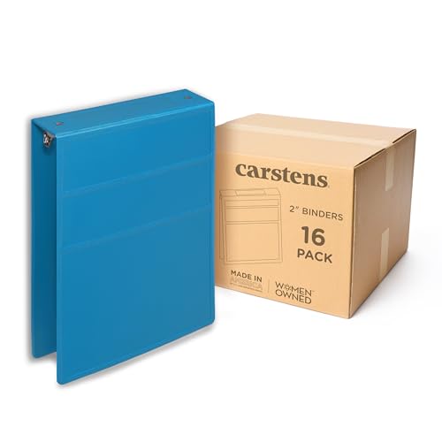 Carstens 2-Inch Heavy Duty 3-Ring Binder - Top Opening, Pool Blue, Durable Plastic, No-Gap Rings, Waterproof Cover, No Pockets, Holds 300 US Letter Sheets, BPA-Free, Made in USA (5878-3R), Case of 16 - color: Blue, size: Case of 16