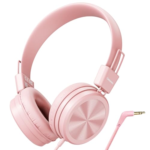 Cowyawn Kids Headphones, Toddler Headphones with Safe Volume Limiter 94dB, Wired School Headphones for Kid, 3.5mm Adjustable On-Ear Headphone for Boys/Girls/Children/Teens/iPad/Computer, Light Pink - color: Light Pink
