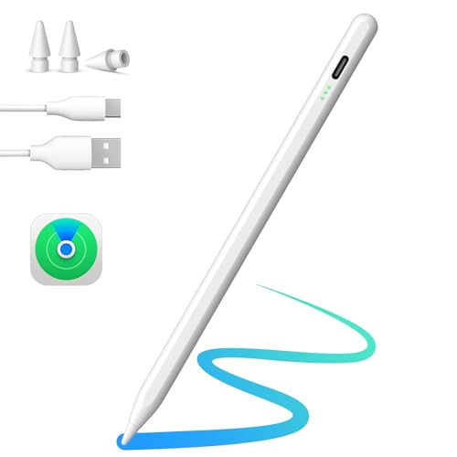 MEKO iPad Pencil Find My, Stylus Pen for iPad with Easy Shortcuts，Compatible with 2018-2025 Apple iPad A16/10/9/8 & Air 13/11 & Pro 12.9/13/11 & Mini 7/6/5, Anti-Lost & Fast Charging 10H Battery