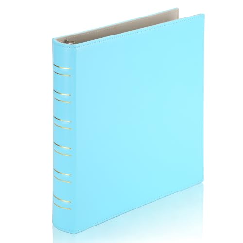 LETVPVOW Vintage Hardback 3 Ring Binder 1 Inch, Professional Leather Binder 3 Ring, Three Ring Binders Fits 8.5" x 11", D Ring Binders for Photo Album, Home, School and Office Supplies- Light Blue - color: Light Blue, size: 1 Inch