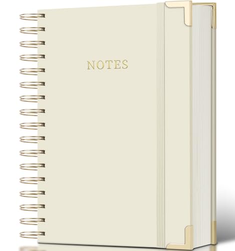 Spiral Notebook Journal, 328 Pages Linen Hardcover College Ruled Notebook, Lined Thick Journals for Women Men, A4 Thick Spiral Journal for Writing, 100GSM Paper, Cute Notebooks for Work School - color: B-AWhite, size: A4(8.5INCH×11INCH)