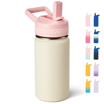 Fijinhom 12 oz Kids Water Bottle, Toddler Water Bottle with Straw, Boys&Girls Bottle for School, 304 Stainless Steel Vacuum Insulated Bottle for Kids, BPA-Free, Leak-Proof, Milky White - color: Milky White