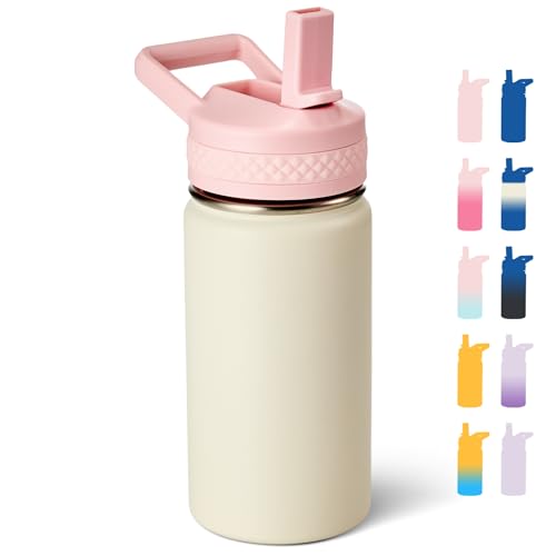 Fijinhom 12 oz Kids Water Bottle, Toddler Water Bottle with Straw, Boys&Girls Bottle for School, 304 Stainless Steel Vacuum Insulated Bottle for Kids, BPA-Free, Leak-Proof, Milky White - color: Milky White