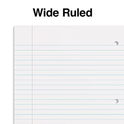 TRU RED 3‑Subject Notebook, 8” x 10.5”, Wide Ruled, 120 Sheets, Assorted Colors, 3‑Pack
