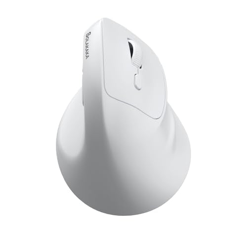 SOLAKAKA SM520 Ergonomic Mouse with 24000 DPI, Vertical Mouse with Programmable Side Button, Wireless Mouse with Tri-Mode Connection - BT5.0/USB-C/2.4GHz, for Desktop, PC, Laptop (White) - color: white