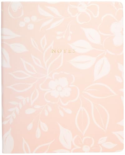 WORLD TRAVELER Large Lined Journal Notebook 256 Ruled White & Ivory Pages | Lay-Flat Binding, Gilded Page Edges Resist Wear, Reinforced Square Corners, Bleed-Resistant Smooth Paper - color: Apricot Floral