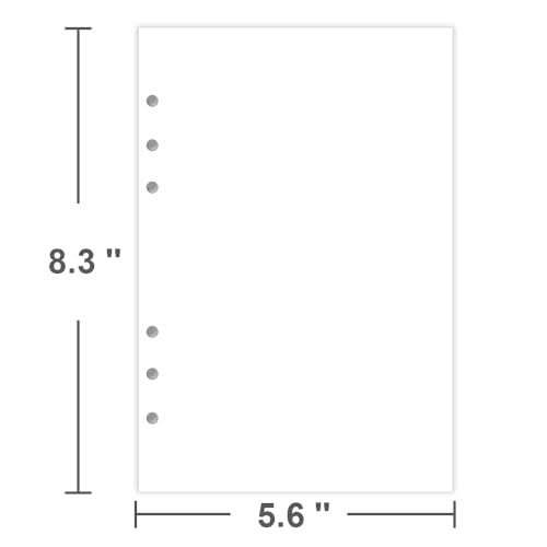 (3-Pack) A5 Blank Paper - 6-Hole Punched Paper Refills for A5 Binder, 240 Sheets/480 Pages Printer Paper, 100gsm, White, 5.6'' x 8.2'' - size: 5.8"x8.2", style: 3-Pack