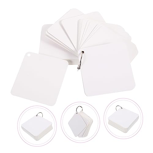 Tofficu 200 Pack Blank Flash Cards with Binder Rings Pre-Hole Punched Index Notecards for Studying DIY Memo Cards for School Learning and Office Use