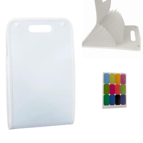 Vertical Accordion File Folder,13 Pockets Expanding File Organize with Labels,A4 Letter Size Paper Document Receipt Organizer Accordion Filing Folder for Classroom, Home,Office.(White) - color: White