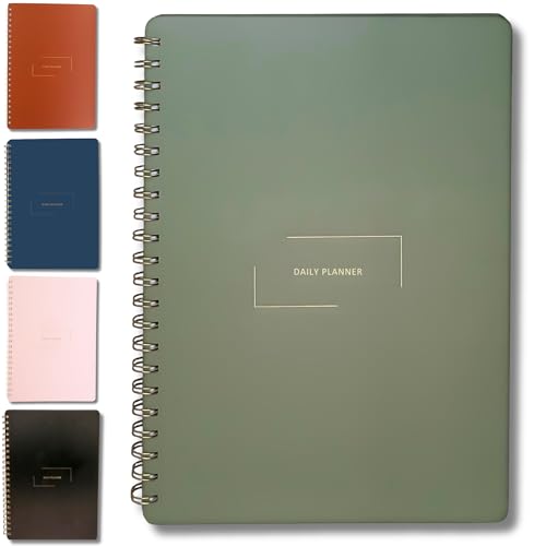 Undated Daily Planner | 8.25” x 11.75” To Do List Notebook | Work Productivity ADHD Organizer | Men and Women Planner | College Supplies | Evergreen | Portrait Layout - color: Evergreen, size: Daily Planner - Portrait