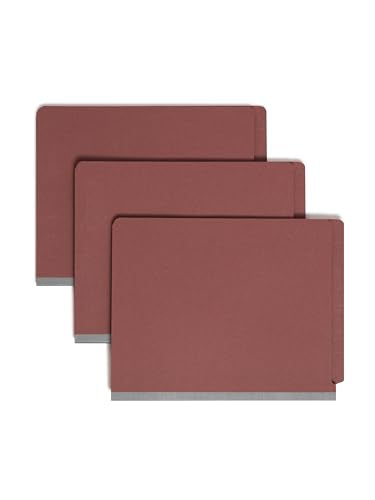 Smead End Tab Pressboard Classification File Folder with SafeSHIELD® Fasteners, Letter Size, 1 Divider, Red, 10 Folders per Box (26855) - color: Red, style: 1 Divider