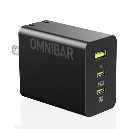 65W USB C Charger, 3-Port GaN Wall Charger, Foldable Plug, Black | 2 USB-C & 1 USB-A, Travel Friendly, Type C Charger Fast Charging, for iPhone 17/16/15 Series, Galaxy S26/S25, iPad, MacBook - color: Black