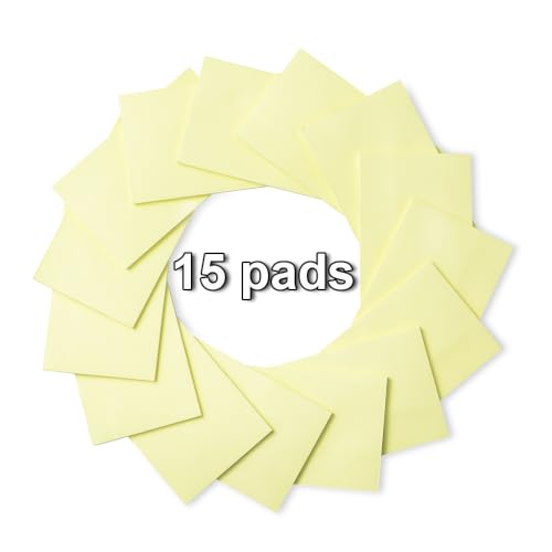 (15 Pads) Sticky Notes 3x5 in,Light Yellow Notepads,Stickies,Memo Note Pad | Super Sticking Power,Strong Adhesive,Post on Windows Doors,Office School,Recyclable,Easy to Write on,Hold Well - color: Yellow