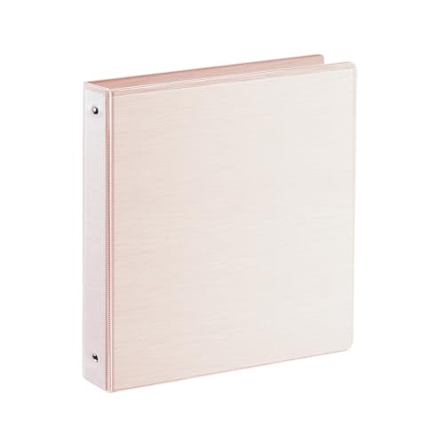 SUIN 1 Inch 3 Ring Binder, Clear 1'' View Presentation Binders with 2 Pockets, Fits 8.5 x 11 Letter Size, Durable Polypropylene, Non-Stick & PVC-Free for School, Office & Home (Brushed Pink) - color: Brushed Pink