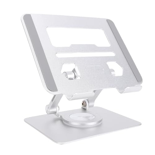 Tablet Stand with Adjustable Height and 360° Rotating Base for 5.8 to 12.9 Inch Tablets Ideal for Video Calls and Online Learning (Silver)