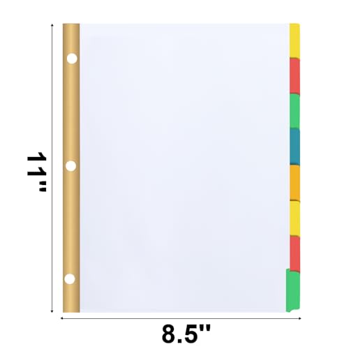 Binder Divider, PANDRI 120 Pack Binder Index Dividers with 8 Tabs,Letter Size Paper Binder Divider for School Office Home Business,White