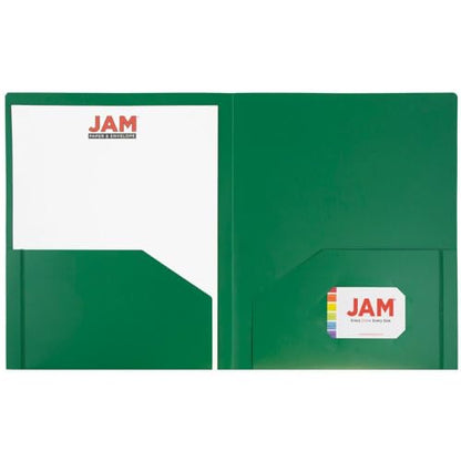 JAM PAPER Heavy Duty Plastic 2 Pocket Extra Tough School Folders - Green - 3/Pack - color: Green, size: 3 Per Pack