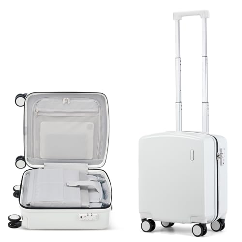 Hanke 16 Inch Underseat Carry On Luggage, Airline-Approved Hard Shell Small Suitcase with Spinner Wheels, Lightweight Tsa Lock Travel Luggage for Short Trips(Smoke White) - color: Smoke White, size: 16 Inch
