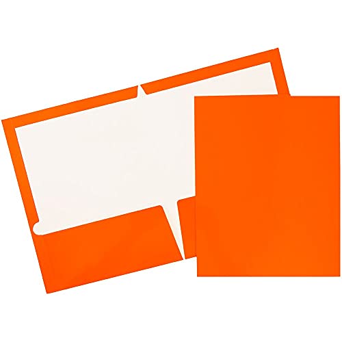 JAM PAPER Laminated Two Pocket Glossy School Folders - Letter Size - High Gloss Orange - 6/Pack - color: Orange, size: Pack of 6 Folders