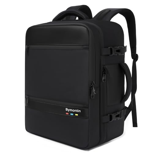 Travel Laptop Backpack, Carry On Backpack for Work & Business Trips, 180° Opening Travel Bag with Laptop Compartment, Commuter Backpack for Men & Women (All-Black, 25L) - color: All Black, size: L (7x11x16.8")