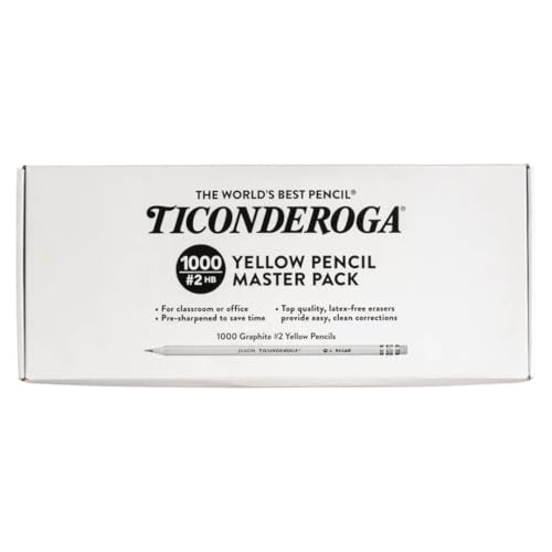 Ticonderoga Wood-Cased Pencils, Pre-Sharpened, 1000/Box, 2 Boxes | 2 HB Soft, Yellow, 2000 Pencils Total, X13100 - size: 1 Count (Pack of 2000)