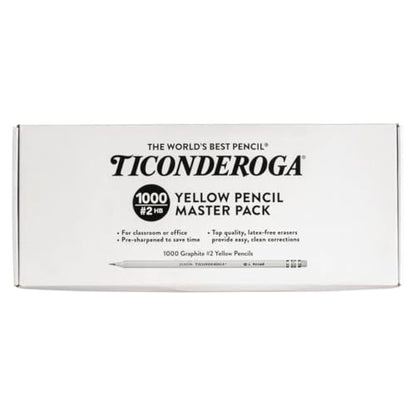 Ticonderoga Wood-Cased Pencils, Pre-Sharpened, 1000/Box, 2 Boxes | 2 HB Soft, Yellow, 2000 Pencils Total, X13100 - size: 1 Count (Pack of 2000)