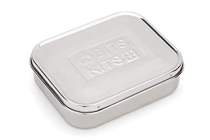 Bits Kits Stainless Steel Bento Box Lunch and Snack Container, 2 Sections | For Kids & Adults | Easily Fits In Lunchboxes | Durable Stainless Steel | Dishwasher Safe | Divides Meal & Snacks | On The Go - style: Lunch Box, 2 Sections