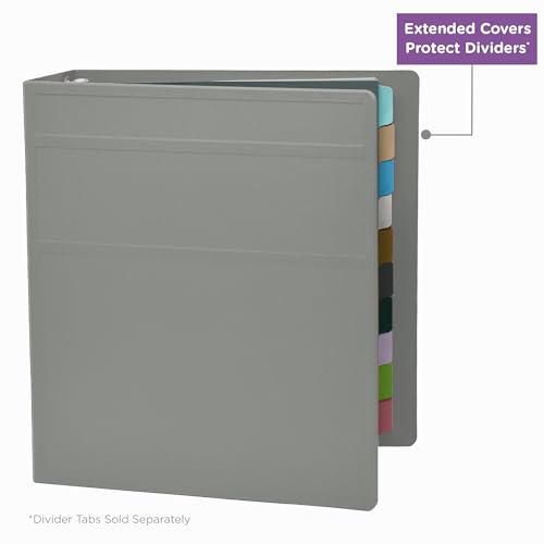 Carstens 2-Inch Heavy Duty 3-Ring Binder - Side Opening, Ash Gray, Durable Plastic, No-Gap Rings, Waterproof Cover No Pockets, Holds 300 Letter-Sized Sheets, BPA-Free, Made in USA (2822-3R) Case of 16 - color: Gray, size: Case of 16
