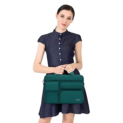MOSISO Laptop Shoulder Bag 15.6 inch, 15-15.6 inch Computer Bag | Compatible with MacBook Pro 16 inch, HP, Dell, Lenovo with 2 Raised&1 Flapover&1 Horizontal Pocket&Handle&Belt, Teal Green - color: Teal Green, size: 16 inch