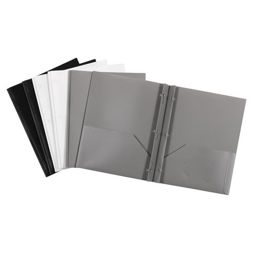 JAM PAPER Plastic Color POP Folders - 2 Pocket Durable Folders with Metal Prongs Fastener Clasps - Assorted Business Colors - 6/Pack - color: Assorted Business, size: 6 Per Pack