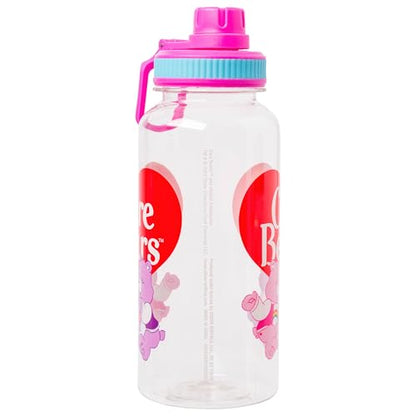 Silver Buffalo Care Bears Good Luck Bear Luck, Plastic Water Bottle, 32oz | Share Bear and Cheer Bear, Grumpy Bear, Twist Spout, Sticker Set, You Stick Yourself, 0.95 Liters - color: Care Bears School Spirit