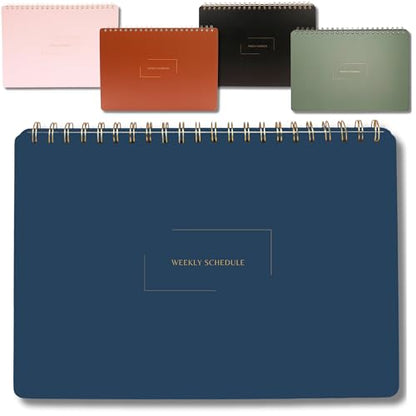 Undated Weekly Business Planner | 8.25” x 11.75” ADHD Organizer | Premium Multi-Layout Schedule | Navy | Landscape Layout - color: Navy, size: Weekly Schedule - Landscape