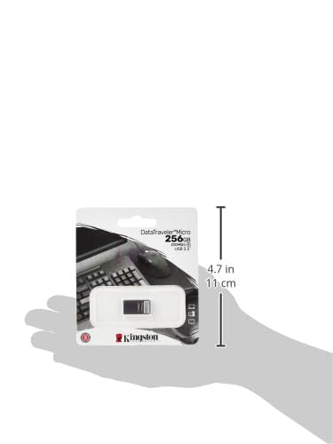 Kingston DataTraveler Micro 256GB USB Flash Drive | Ultra-Small Premium Metal Design | USB 3.2 Gen 1 | Speeds up to 200MB/s | DTMC3G2/256GB,Silver - size: 256GB (Pack of 1)