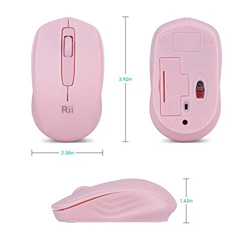 Rii Wireless Mouse,2.4G Portable Computer Mice for PC, Laptop, Windows,Office Included Wireless USB dongle (Pink) - color: Pink