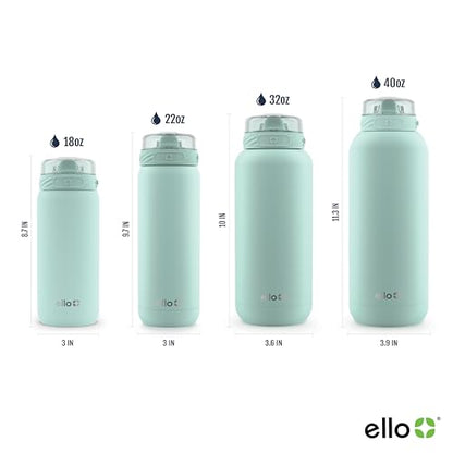 Ello Cooper 18oz Kids Stainless Steel Water Bottle with Straw and Carry Handle, Double Walled and Vacuum Insulated Metal, Leak Proof Locking Lid with Soft Silicone Spout, Reusable, BPA Free, Yucca - color: Yucca, size: 18 Ounces