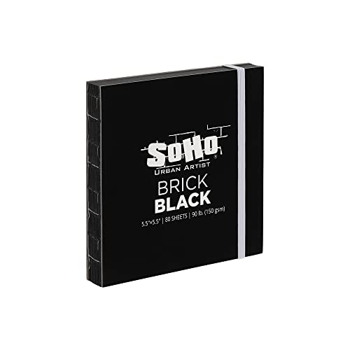 SoHo Urban Artist Brick Sketchbook Journals for Sketching, Drawing, Colored Pencils, Graphite, and More - Black 5.5"x5.5" (150 GSM, 80 Sheets) - color: Black, size: 5.5 x 5.5in