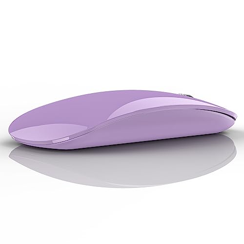 TENMOS M18 Bluetooth Mouse, USB C Rechargeable Wireless Mouse, Triple Mode (Dual Bluetooth+USB) Computer Silent Mice Portable with USB Receiver and Type C Adapter for Laptop/MacBook/iPad/PC - Purple - color: purple