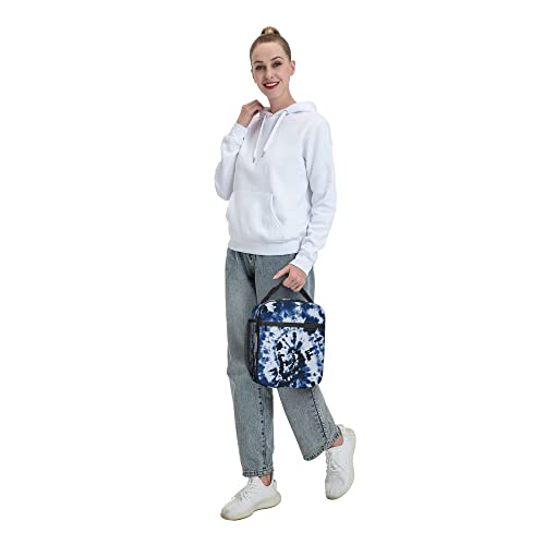 Blue Tie Dye Lunch Bags For Men Women Boys Girls Reusable Tote Lunch Bags For Office Work School Picnic Camping Thermal Insulation And Cold Preservation - color: Blue Tie Dye
