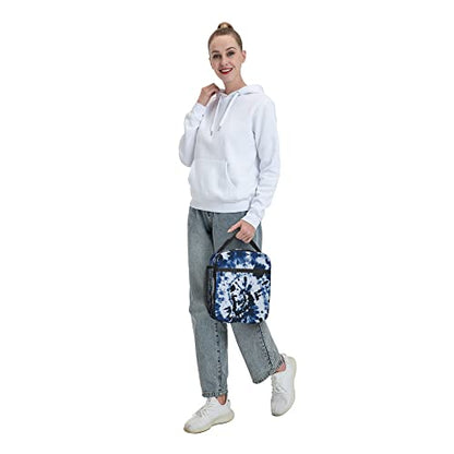 Blue Tie Dye Lunch Bags For Men Women Boys Girls Reusable Tote Lunch Bags For Office Work School Picnic Camping Thermal Insulation And Cold Preservation - color: Blue Tie Dye