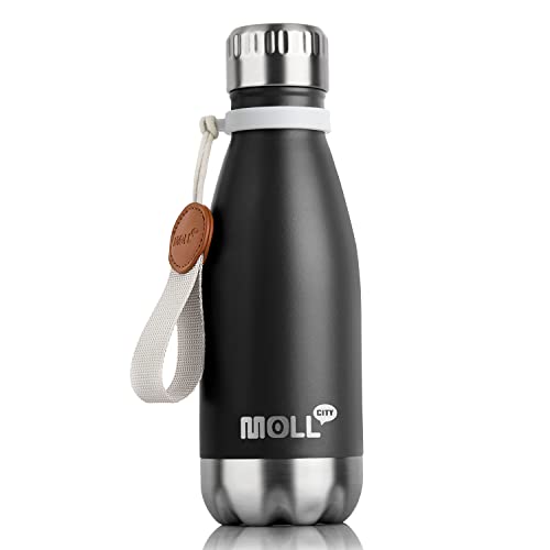 Kids Water Bottle 9 oz Stainless Steel Vacuum Insulated Metal Water Bottle for School Leak Proof Cola Shape Mini Water Bottle for Boys Girls(Black) - color: Black, size: 9 Ounces